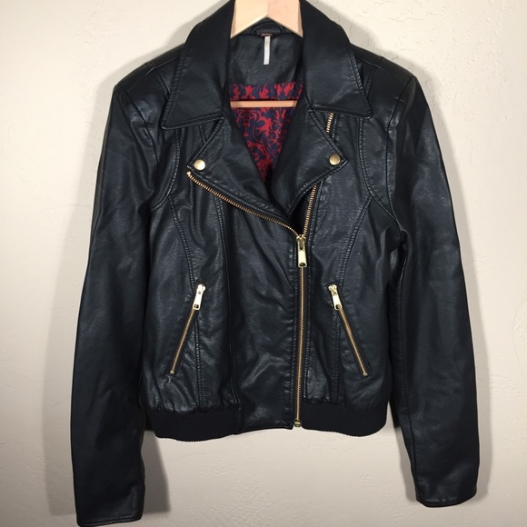 Free People Jackets & Blazers - Free People Jacket faux leather Moto bomber Sz. L